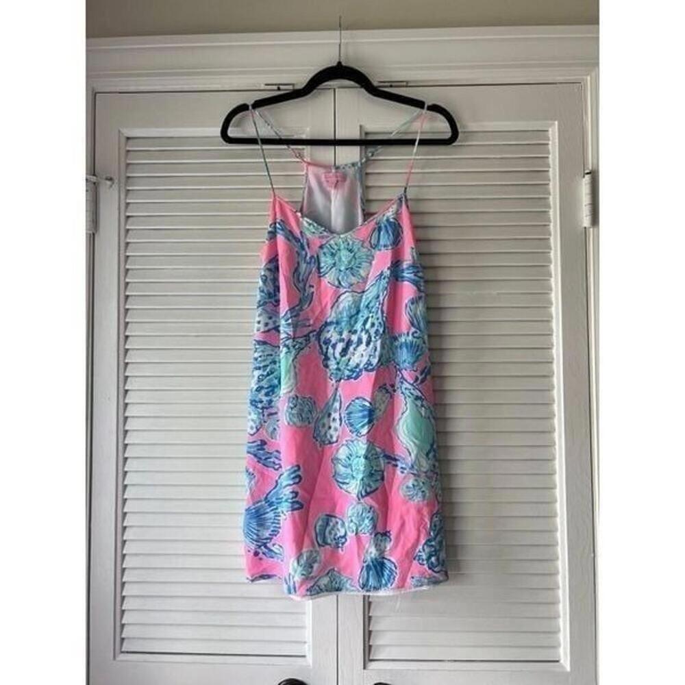 Lilly Pulitzer Dusk Silk Slip Dress Barefoot Princess Pink Pout X-Small Seashell